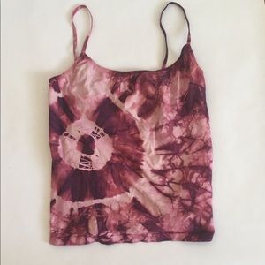 Tie-dye pink boho crop tank top